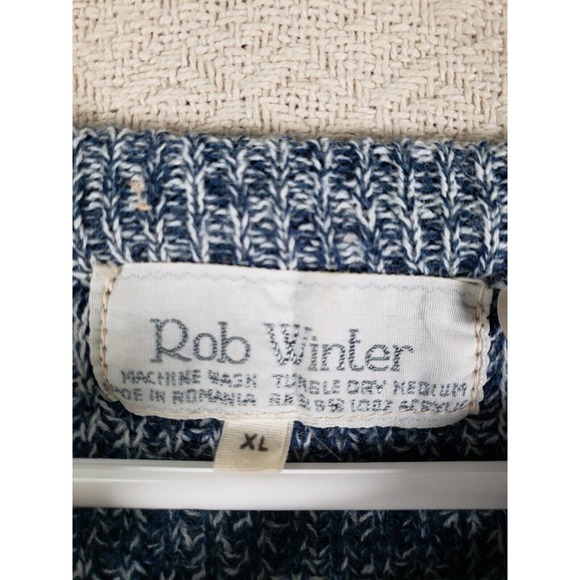 VTG Rob Winter Sweater‎ Mens XL Blue Knit Long Sleeve 100% Acrylic Crew Neck - Picture 5 of 9